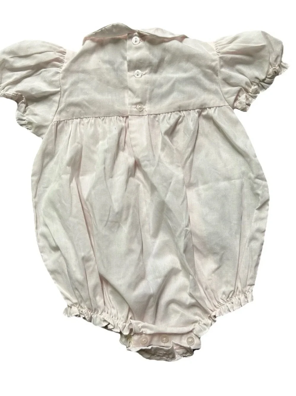 Vintage Baby Girl Pink Smocked Bubble Size 6 Months